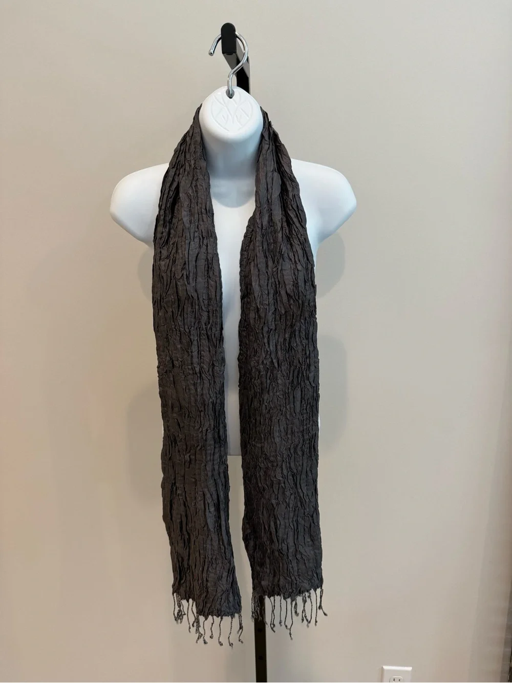Eileen Fisher Silk Crinkled Two-Tone Grey Women's Scarf